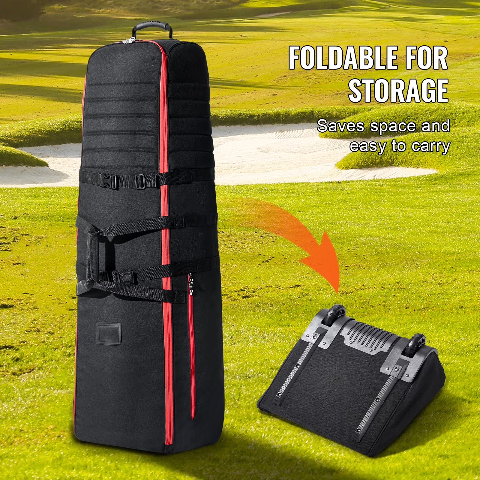 Golf Journey Bag, Soft Exterior Golf Case for Travel, Durable 1000D Nylon Resistant to Wear, Cushioned Golf Gear Case with Rollers, Collapsible Golf Club Carrier for Air Travel