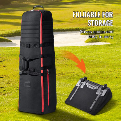 Golf Journey Bag, Soft Exterior Golf Case for Travel, Durable 1000D Nylon Resistant to Wear, Cushioned Golf Gear Case with Rollers, Collapsible Golf Club Carrier for Air Travel
