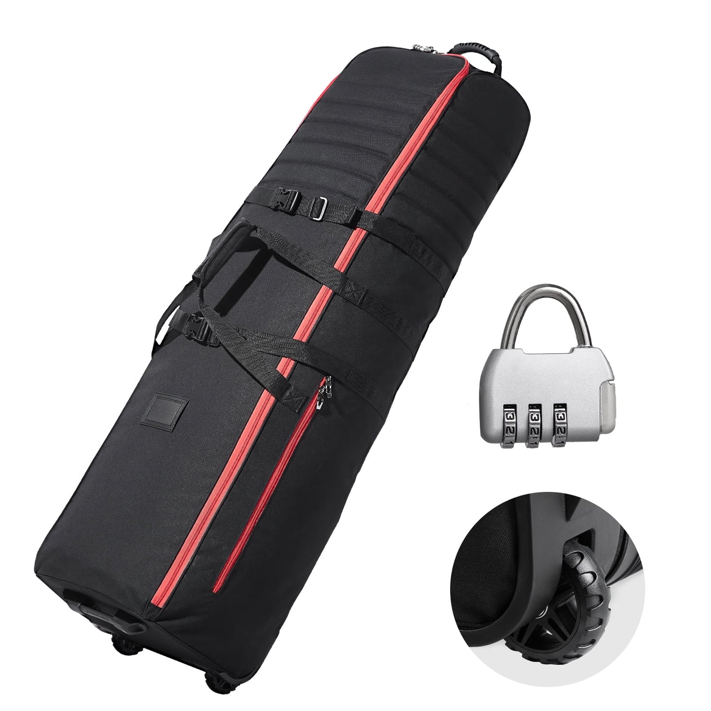 Golf Journey Bag, Soft Exterior Golf Case for Travel, Durable 1000D Nylon Resistant to Wear, Cushioned Golf Gear Case with Rollers, Collapsible Golf Club Carrier for Air Travel