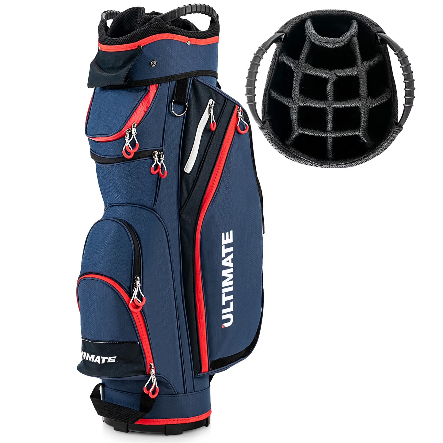 9.5" Golf Cart Bag W/14 Divider Rain Hood Cooler Bag 8 Pockets
