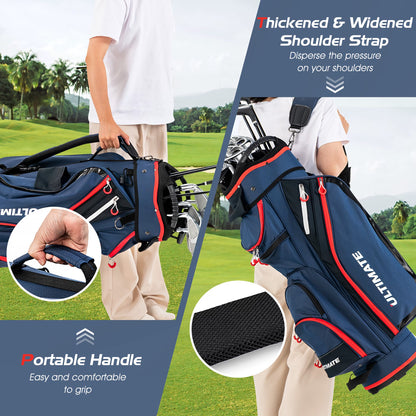 9.5" Golf Cart Bag W/14 Divider Rain Hood Cooler Bag 8 Pockets