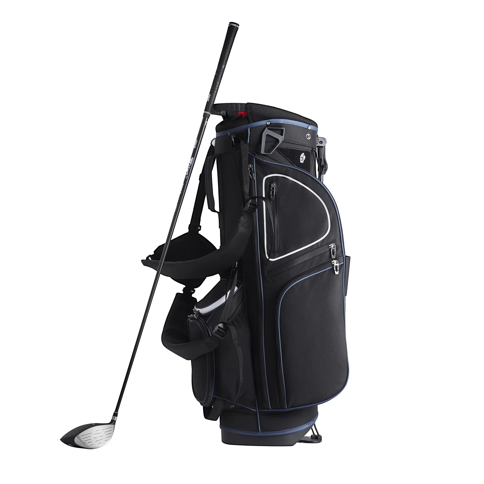 Golf Bag for Carts, 14-Slot Top Divider, 35'' with 11 Storage Sections, Sturdy Stand & Carry Handles, Includes Dust Protection & Removable Shoulder Straps, Unisex Design in Black & White