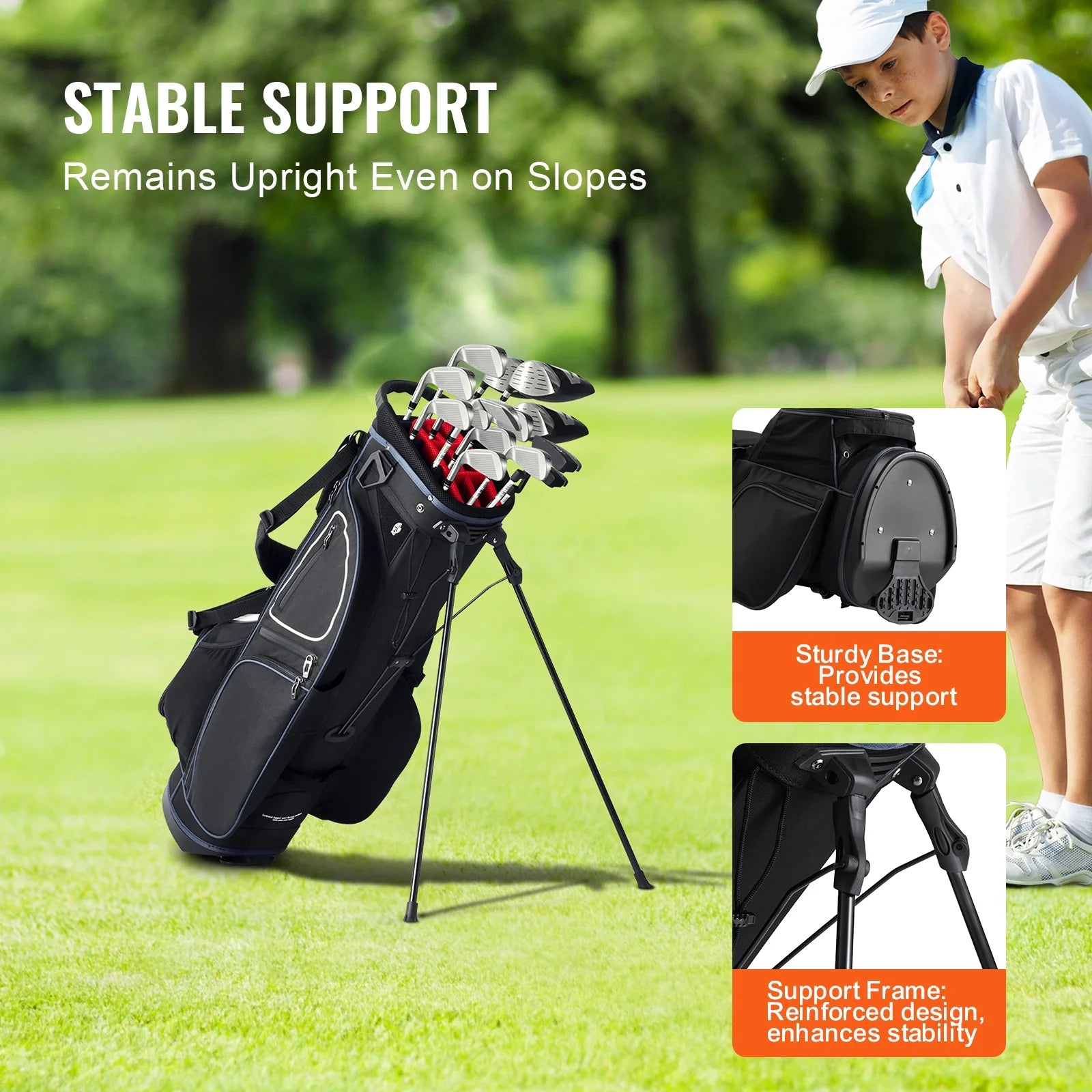 Golf Bag for Carts, 14-Slot Top Divider, 35'' with 11 Storage Sections, Sturdy Stand & Carry Handles, Includes Dust Protection & Removable Shoulder Straps, Unisex Design in Black & White