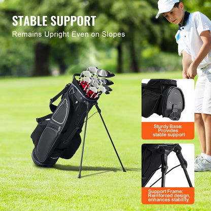 Golf Bag for Carts, 14-Slot Top Divider, 35'' with 11 Storage Sections, Sturdy Stand & Carry Handles, Includes Dust Protection & Removable Shoulder Straps, Unisex Design in Black & White