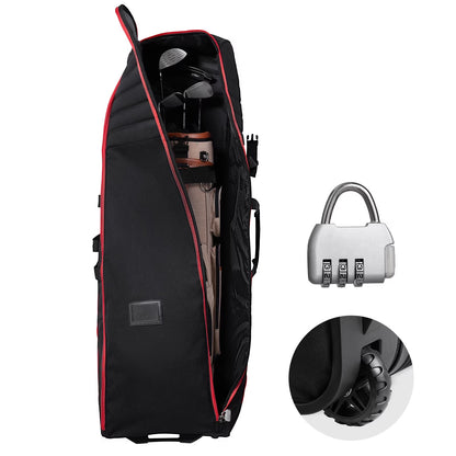 Golf Journey Bag, Soft Exterior Golf Case for Travel, Durable 1000D Nylon Resistant to Wear, Cushioned Golf Gear Case with Rollers, Collapsible Golf Club Carrier for Air Travel