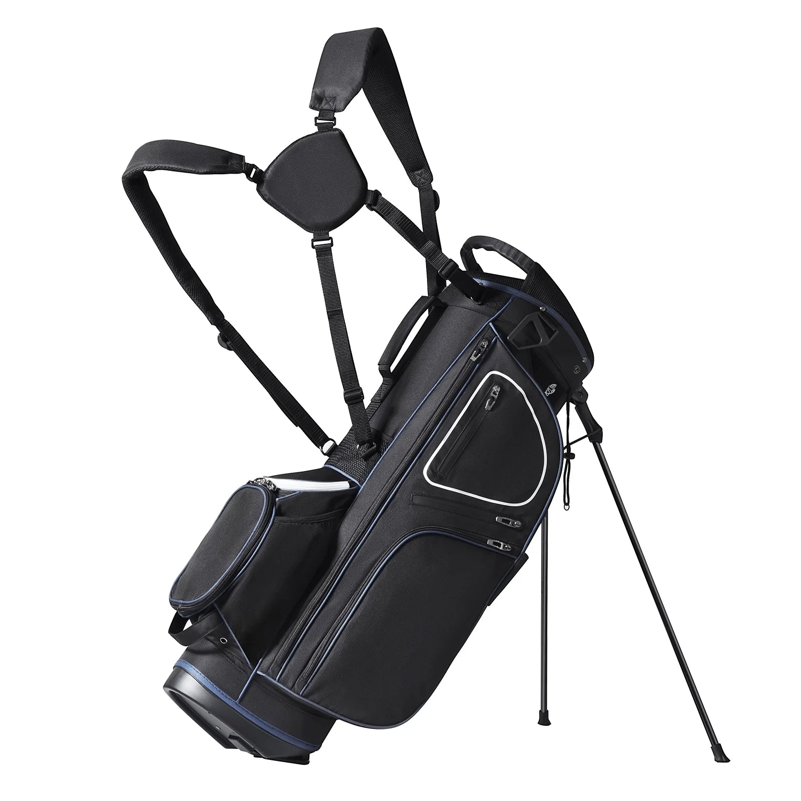 Golf Bag for Carts, 14-Slot Top Divider, 35'' with 11 Storage Sections, Sturdy Stand & Carry Handles, Includes Dust Protection & Removable Shoulder Straps, Unisex Design in Black & White