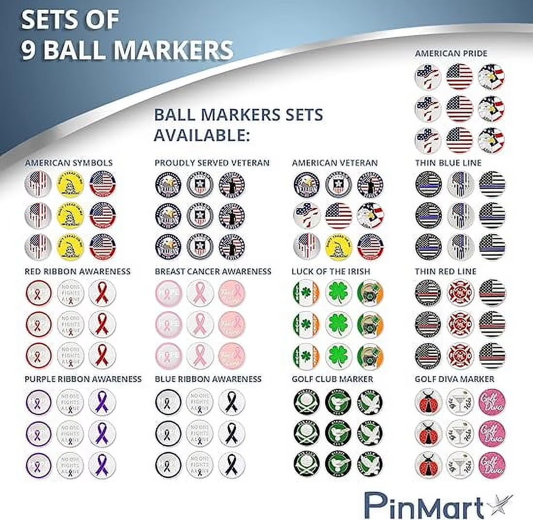 Golf Diva Magnetic Golf Ball Markers - Set of 9