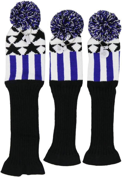 Knitted Golf Club Head Covers for Driver and Fairway Woods Headcovers Set (Pack of 3)