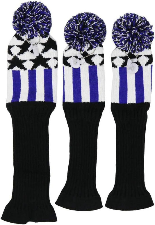 Knitted Golf Club Head Covers for Driver and Fairway Woods Headcovers Set (Pack of 3)