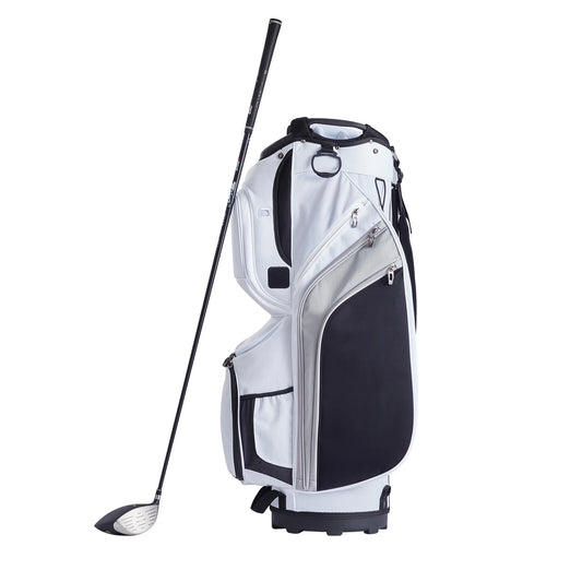 Golf Equipment Bag, 14 Section Divider, 36”, 13 Compartments, Superior Nylon Material, Robust Golf Bag with Grips, Dust Protector, Removable Straps, Suitable for All, White Color Scheme