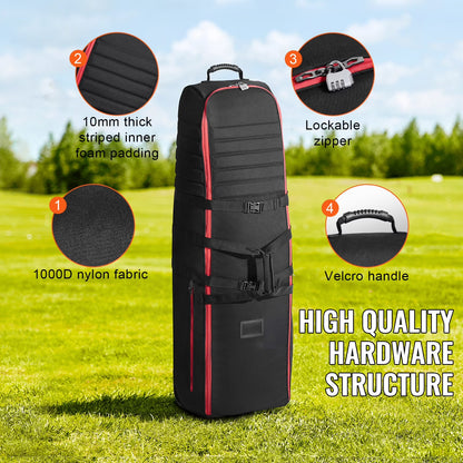 Golf Journey Bag, Soft Exterior Golf Case for Travel, Durable 1000D Nylon Resistant to Wear, Cushioned Golf Gear Case with Rollers, Collapsible Golf Club Carrier for Air Travel