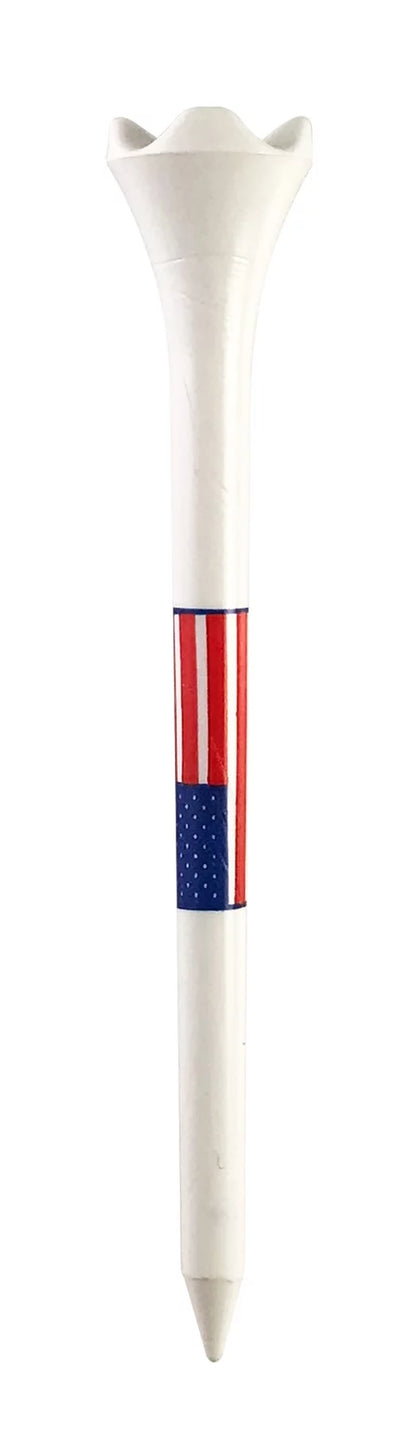 (4 Pack)  Flag Plastic Golf Tees – Low-Resistance Head, 3.25" Durable Plastic for Golfing, Enhanced Stability, 25 Count