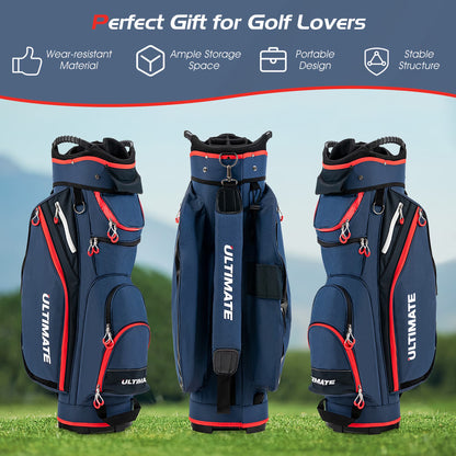 9.5" Golf Cart Bag W/14 Divider Rain Hood Cooler Bag 8 Pockets