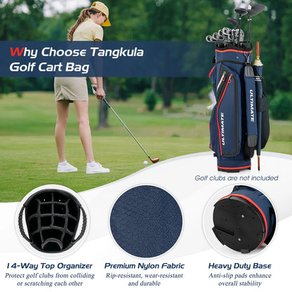 9.5" Golf Cart Bag W/14 Divider Rain Hood Cooler Bag 8 Pockets