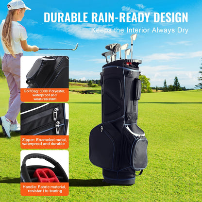 Golf Bag for Carts, 14-Slot Top Divider, 35'' with 11 Storage Sections, Sturdy Stand & Carry Handles, Includes Dust Protection & Removable Shoulder Straps, Unisex Design in Black & White