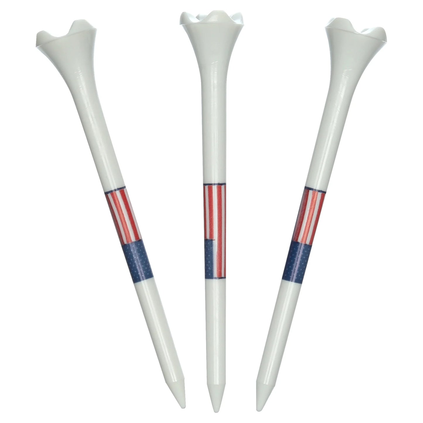 (4 Pack)  Flag Plastic Golf Tees – Low-Resistance Head, 3.25" Durable Plastic for Golfing, Enhanced Stability, 25 Count