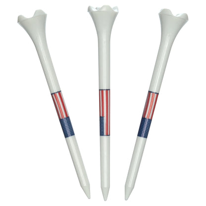 (4 Pack)  Flag Plastic Golf Tees – Low-Resistance Head, 3.25" Durable Plastic for Golfing, Enhanced Stability, 25 Count