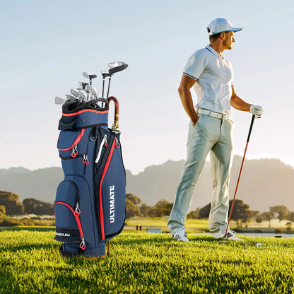 9.5" Golf Cart Bag W/14 Divider Rain Hood Cooler Bag 8 Pockets