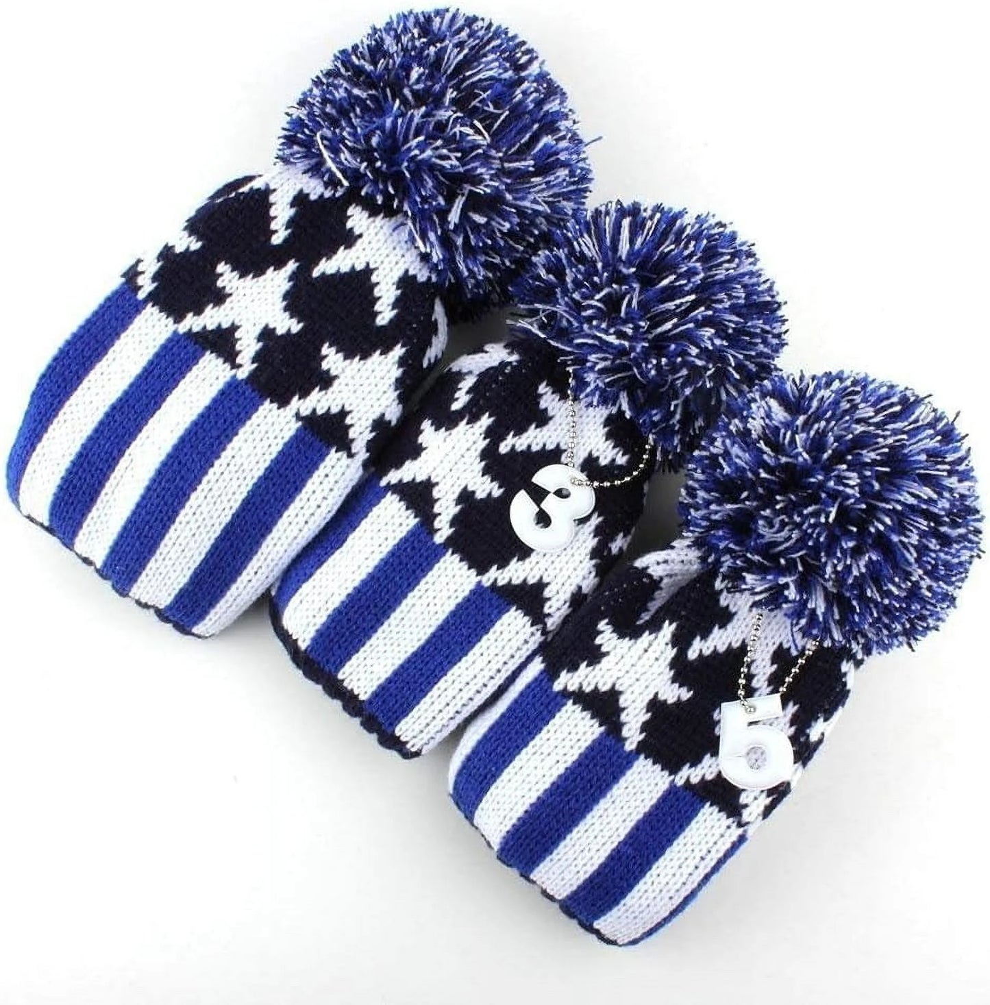 Knitted Golf Club Head Covers for Driver and Fairway Woods Headcovers Set (Pack of 3)