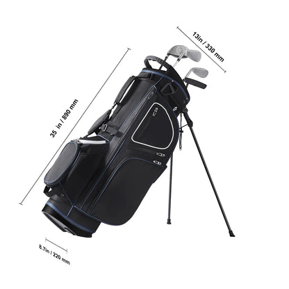 Golf Bag for Carts, 14-Slot Top Divider, 35'' with 11 Storage Sections, Sturdy Stand & Carry Handles, Includes Dust Protection & Removable Shoulder Straps, Unisex Design in Black & White