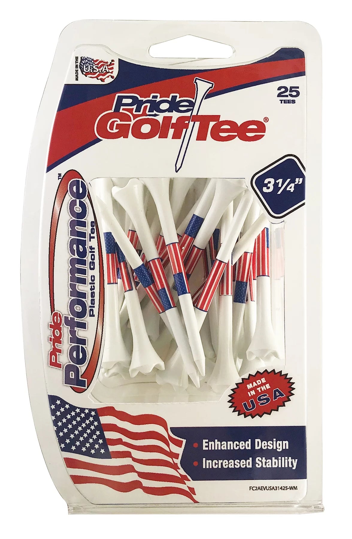 (4 Pack)  Flag Plastic Golf Tees – Low-Resistance Head, 3.25" Durable Plastic for Golfing, Enhanced Stability, 25 Count