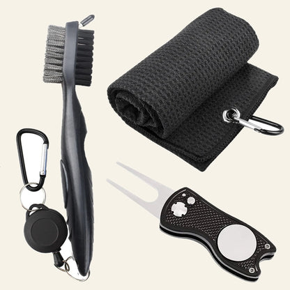 Golf Cleaning Kit — Microfiber Towel, Club Brush & Divot Tool