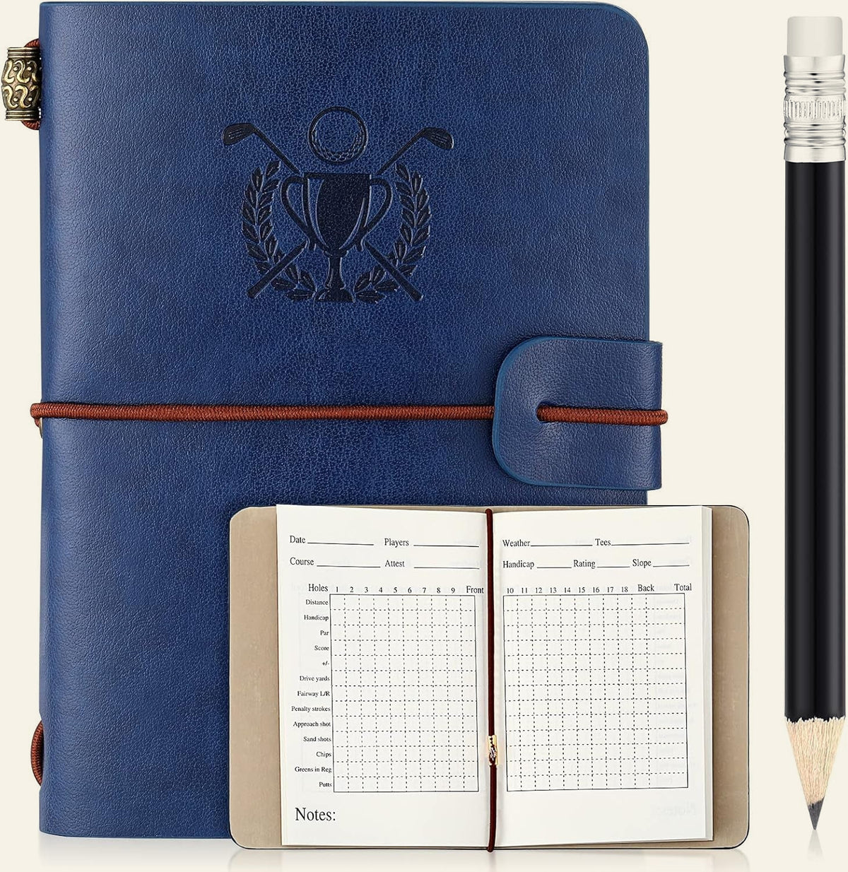 Golf Scorecard Journal — Leather Holder, with Pencil