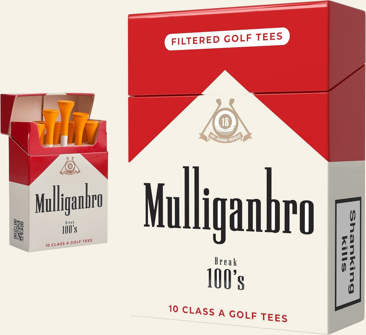 Mulliganbro Novelty Golf Tees — 10-Pack Parody Gift Box