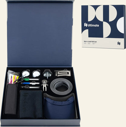 Golf Gift Box Set — Balls, Tees, Towel, Belt & Cap