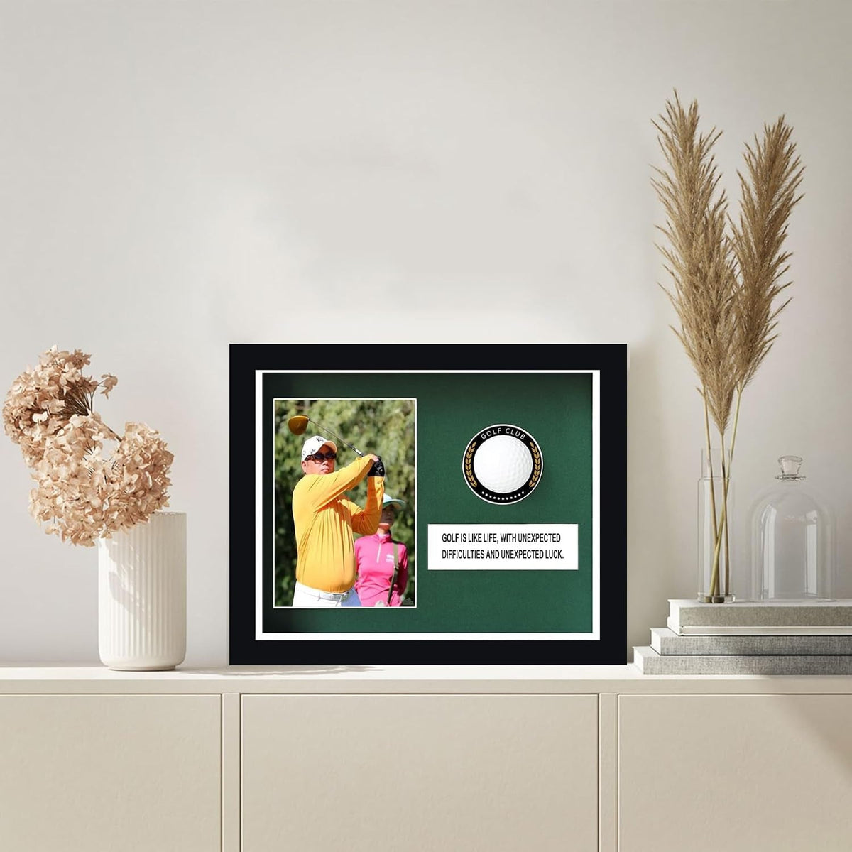 Golf Ball Display Case — Glass Door with 4x6 Photo Frame
