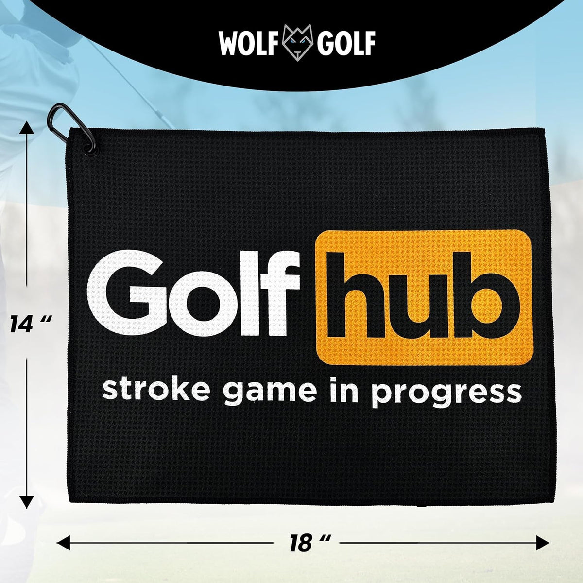 Golfhub Golf Towel — Printed, with Bag Carabiner