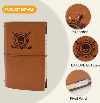 Leather Golf Scorecard Book — Pocket Journal with Pencil