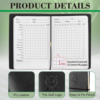 Golf Scorecard Notebook — Waterproof Leather, with Pencil