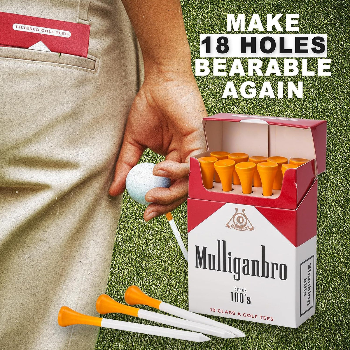 Mulliganbro Novelty Golf Tees — 10-Pack Parody Gift Box