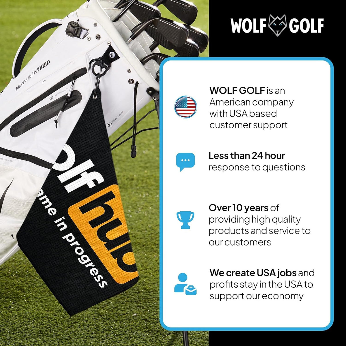 Golfhub Golf Towel — Printed, with Bag Carabiner