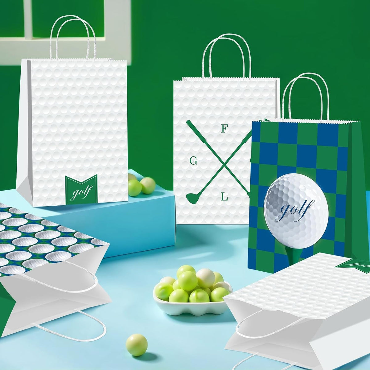 Golf Party Favor Bags — 16-Pack, 4 Designs
