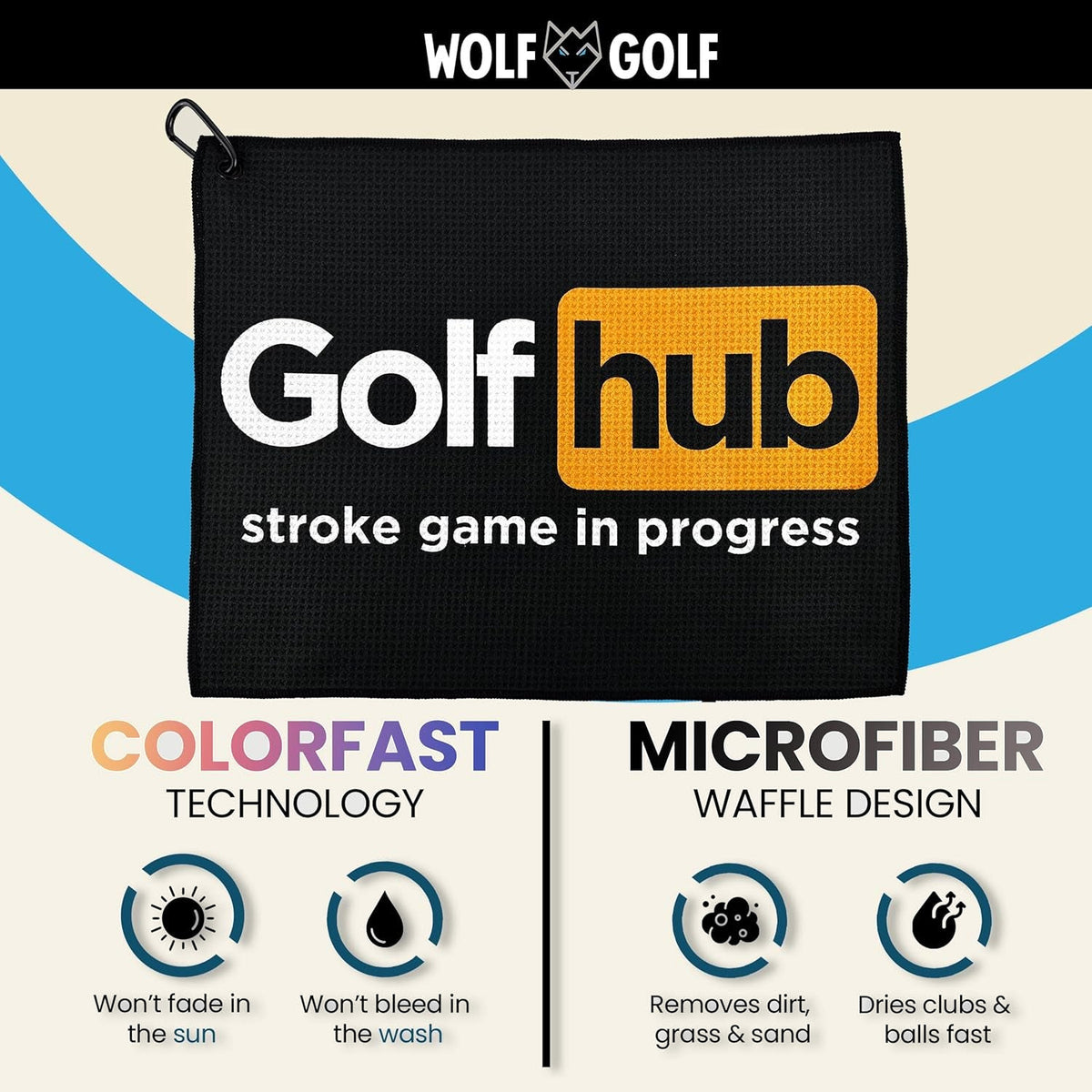 Golfhub Golf Towel — Printed, with Bag Carabiner
