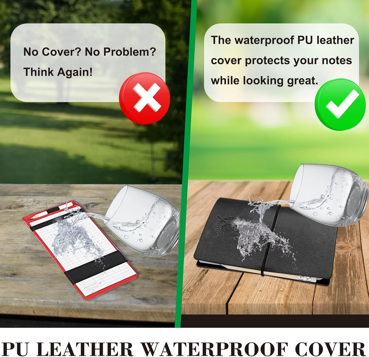 Golf Scorecard Notebook — Waterproof Leather, with Pencil
