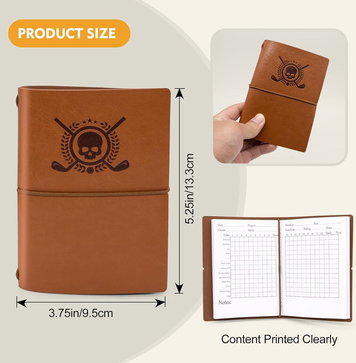 Leather Golf Scorecard Book — Pocket Journal with Pencil