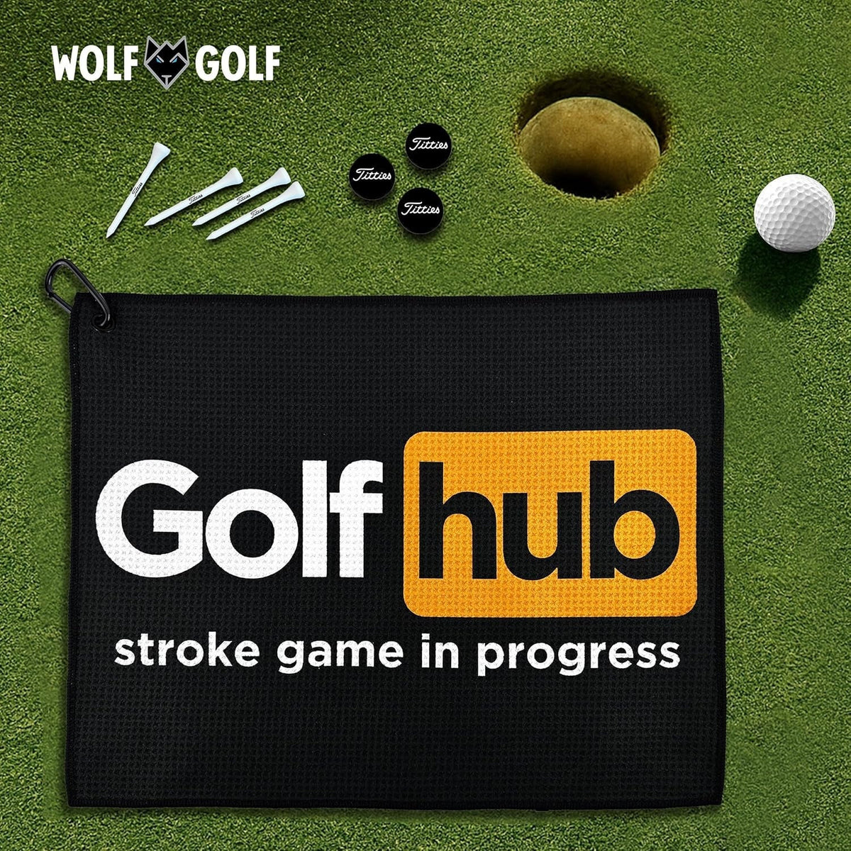 Golfhub Golf Towel — Printed, with Bag Carabiner