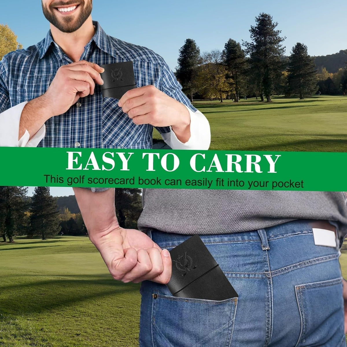 Golf Scorecard Notebook — Waterproof Leather, with Pencil