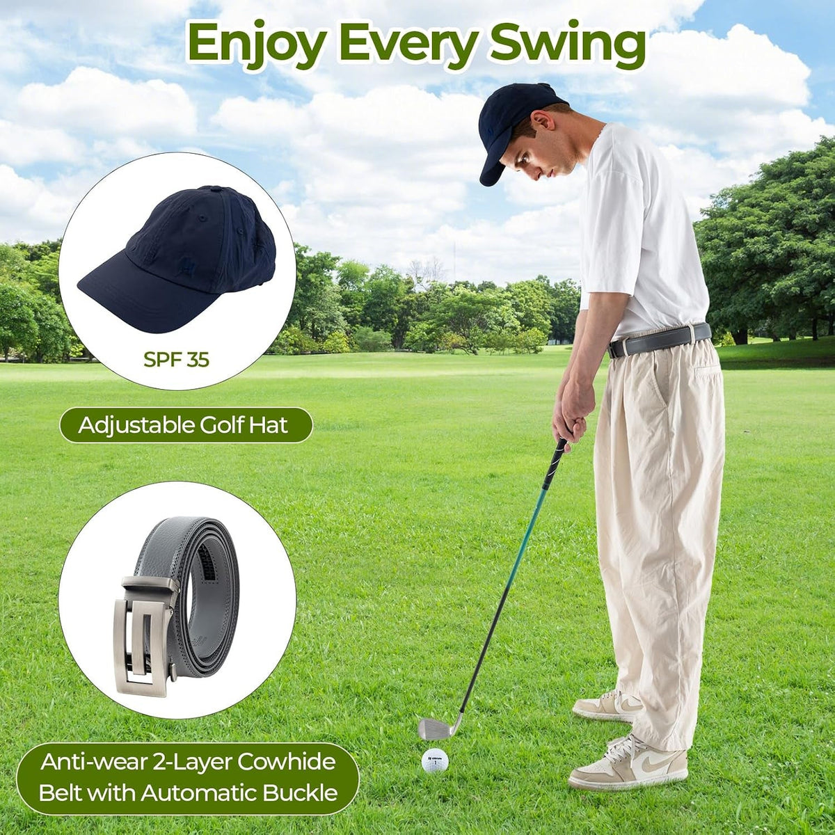 Golf Gift Box Set — Balls, Tees, Towel, Belt & Cap