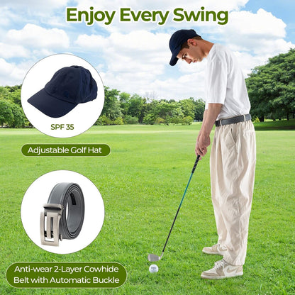 Golf Gift Box Set — Balls, Tees, Towel, Belt & Cap
