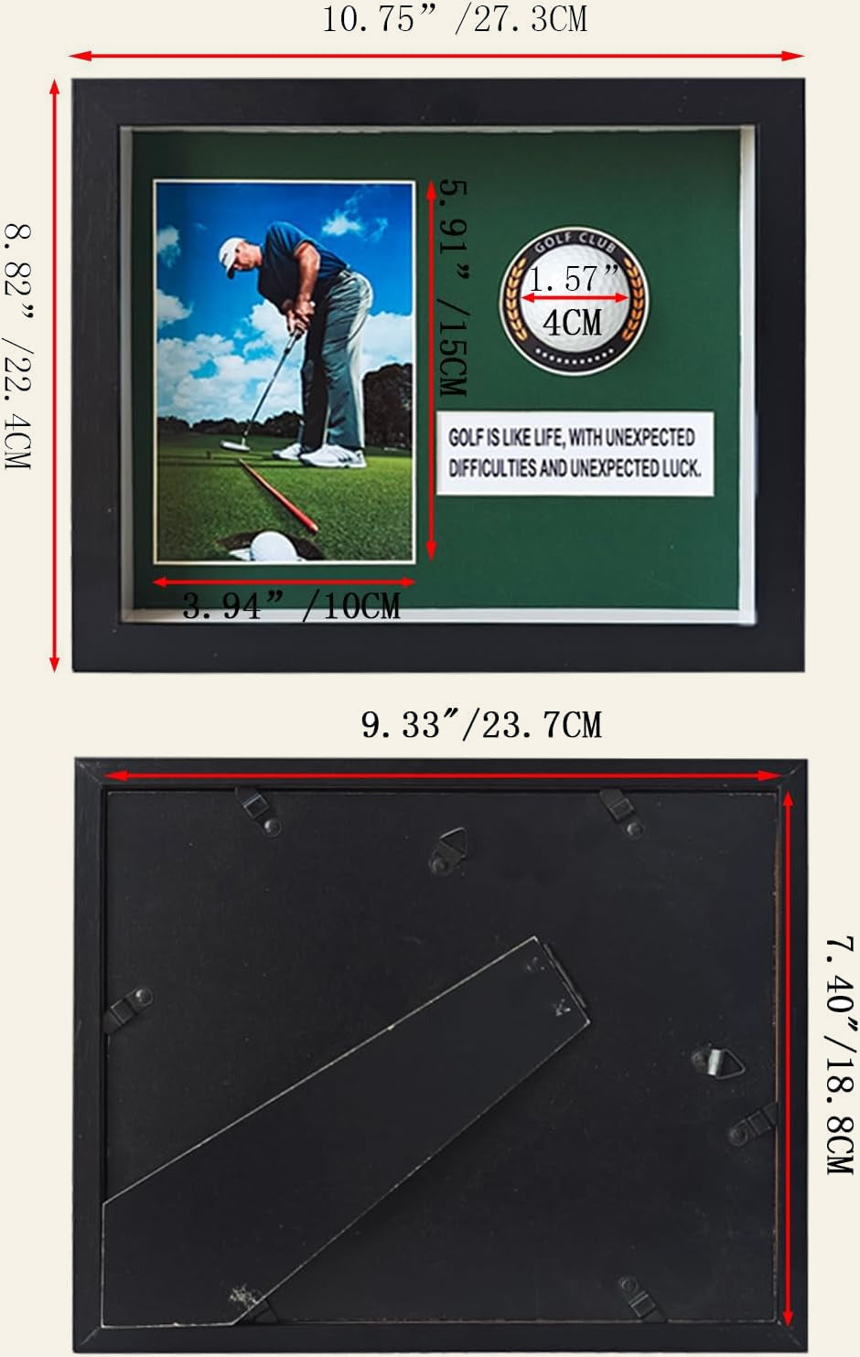 Golf Ball Display Case — Glass Door with 4x6 Photo Frame