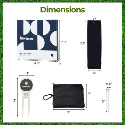 Golf Gift Box Set — Balls, Tees, Towel, Belt & Cap